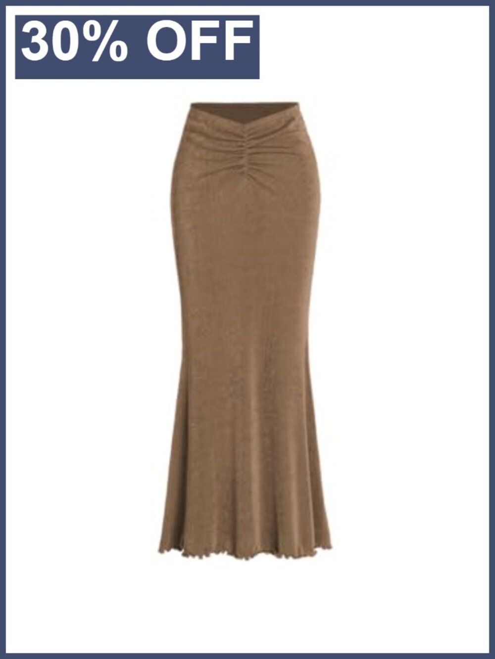 High Waist Mermaid Fishtail Ruched Bodycon Maxi Skirt Lettuce Trim Stretchy